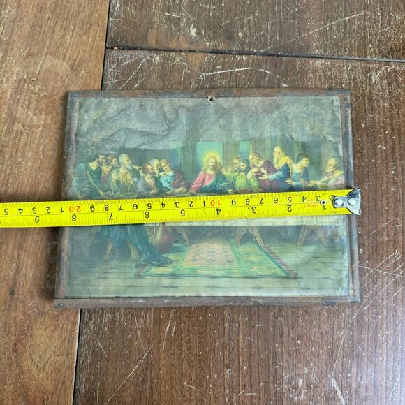 Brunozetti Last Supper Framed Print 1940s Extremely Worn distressed - Picture 9 of 9